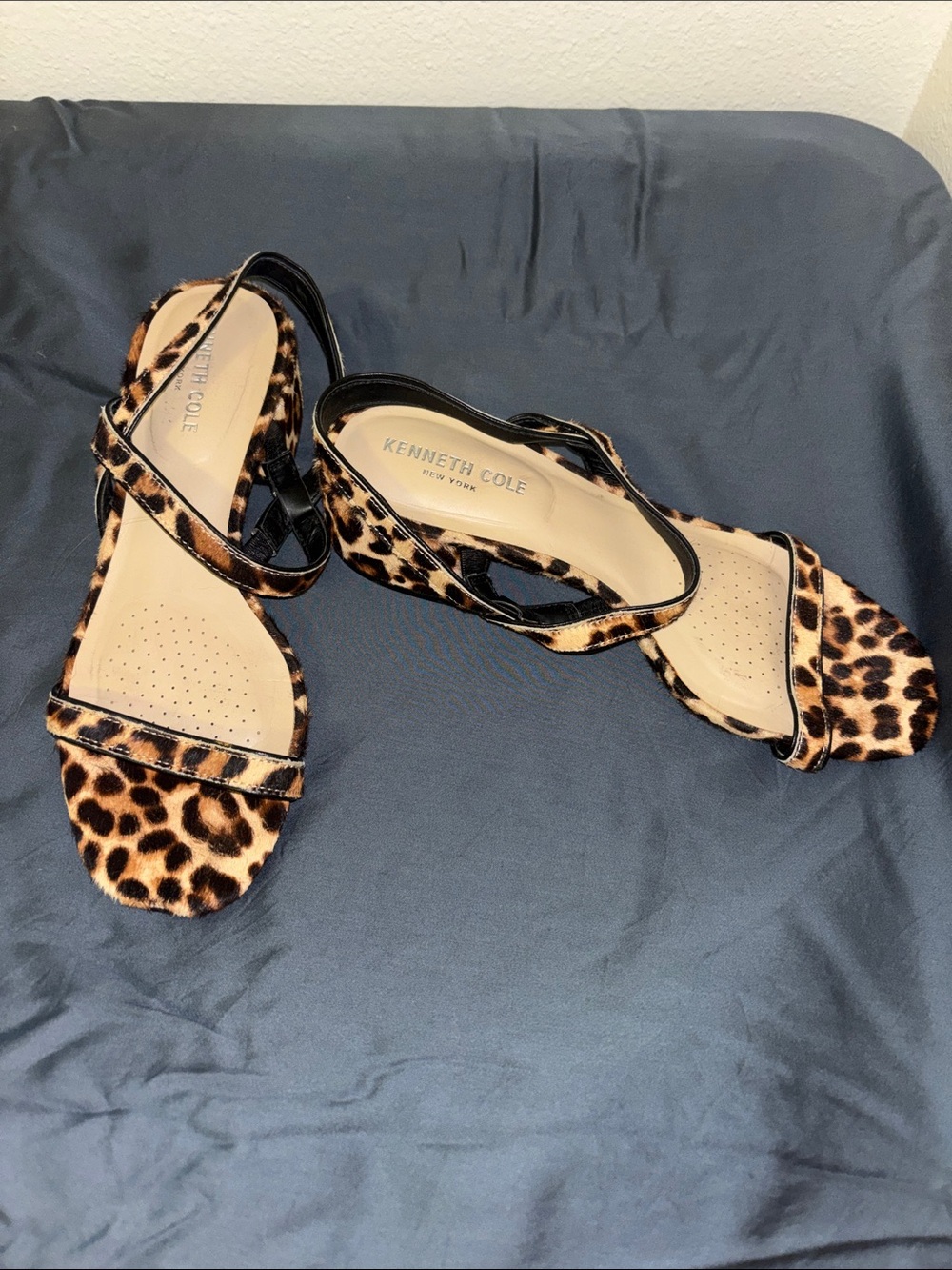 Kenneth Cole Leopard Print Strappy Open-Toe Heels - Brown/Black